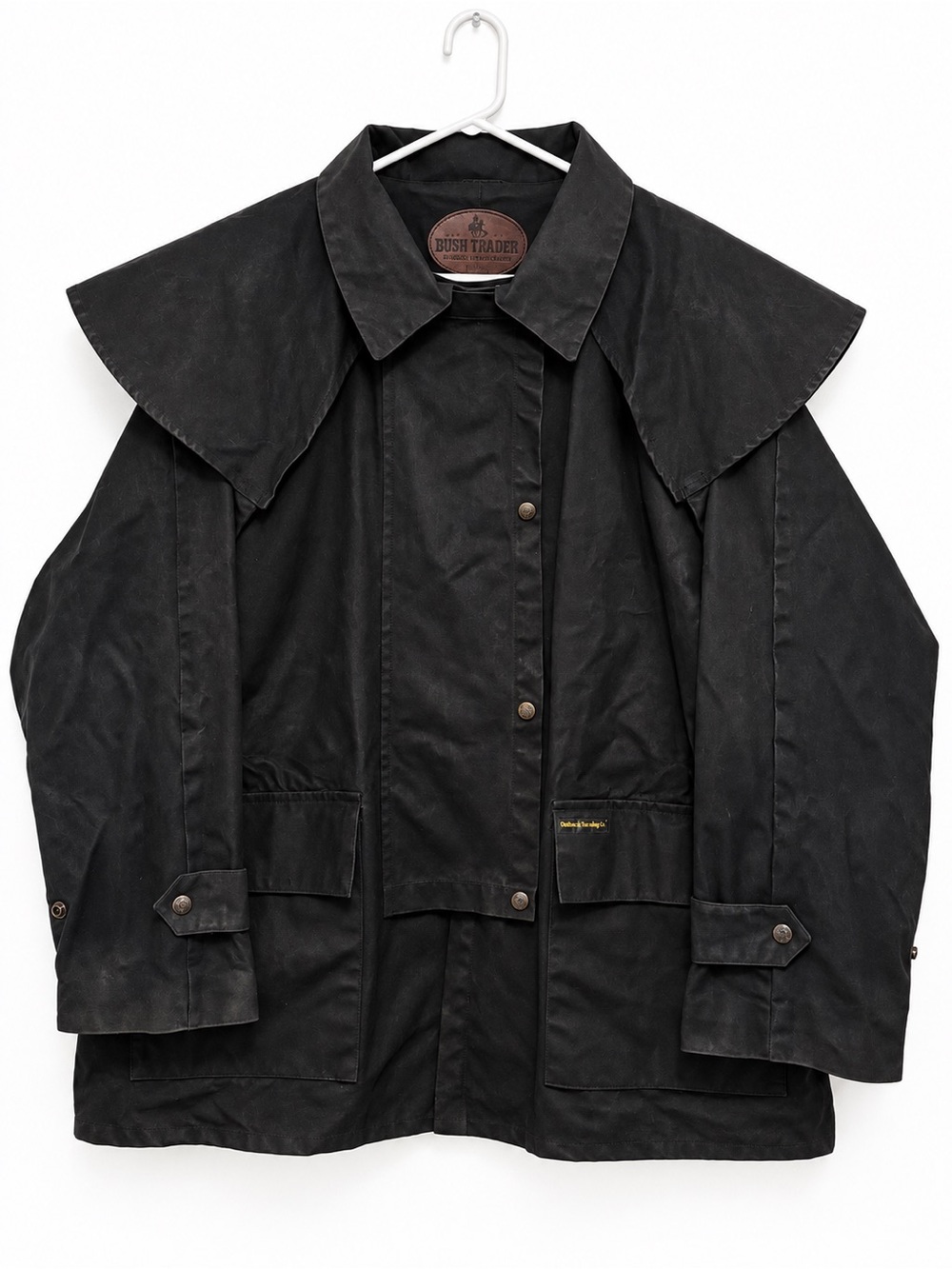 Vintage Bushtrader Outback Trading Co Black Oilskin Duster Jacket Men’s L